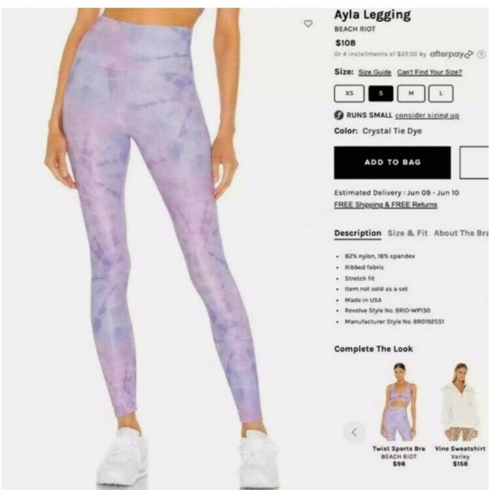 Beach riot Ayla purple the dye legging